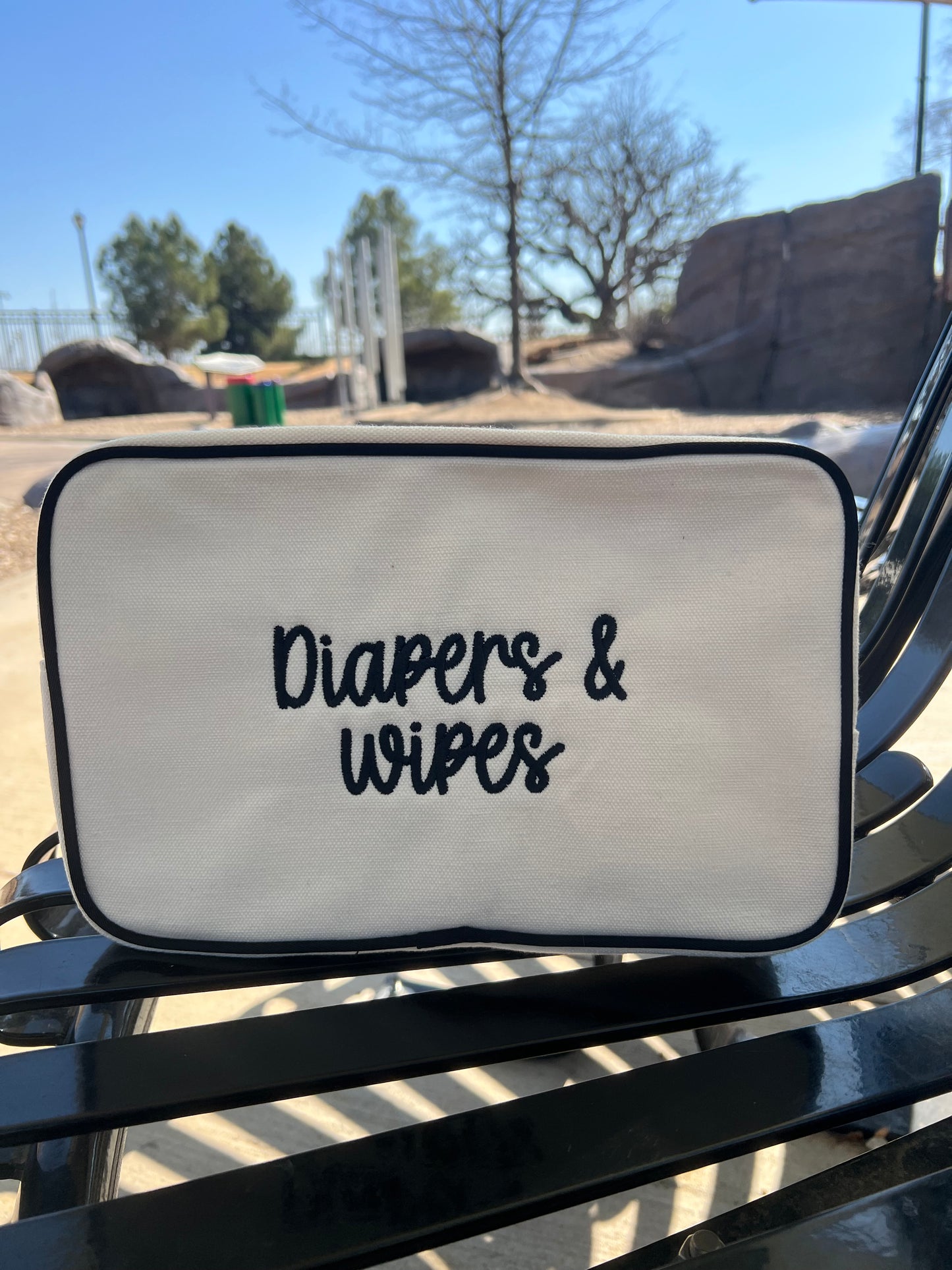Diapers & wipes black piping pouch